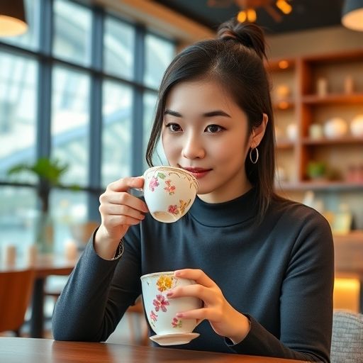 广州喝茶妹子品花茶