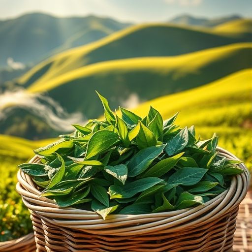 新鲜茶叶与茶园