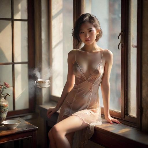 一杯热茶在窗边散发温馨气息