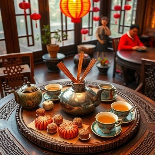 中秋节茶肆场景