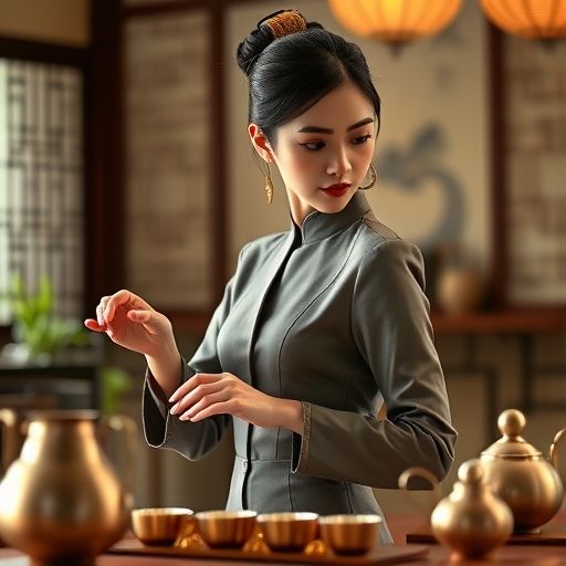 茶艺师手把手教泡茶的场景