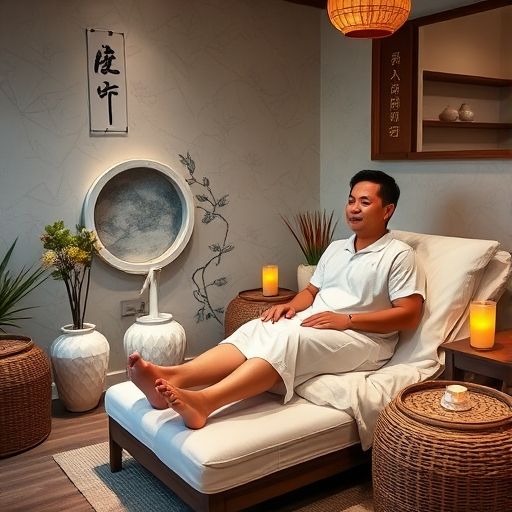 顾客享受足疗服务