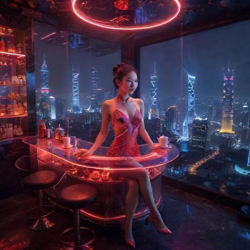 夜晚茶吧的迷人灯光氛围