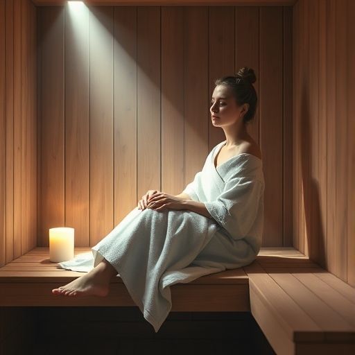 桑拿体验者放松场景