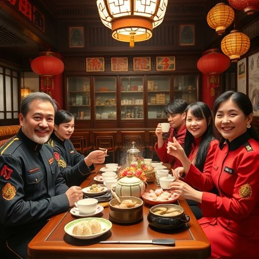 宝安茶肆中的朋友聚会