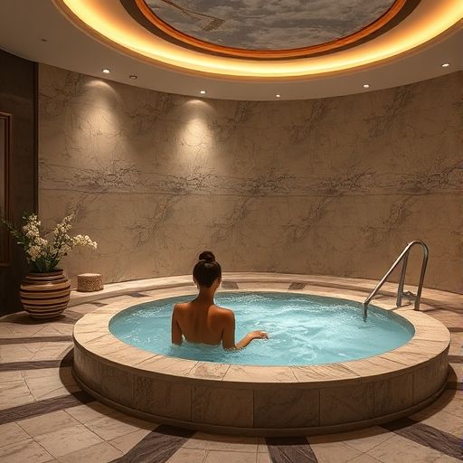 展示一个正规高档的SPA水疗中心内部环境，干净舒适