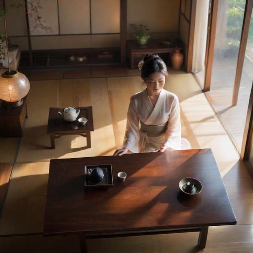 精致的茶台布置散发宁静氛围