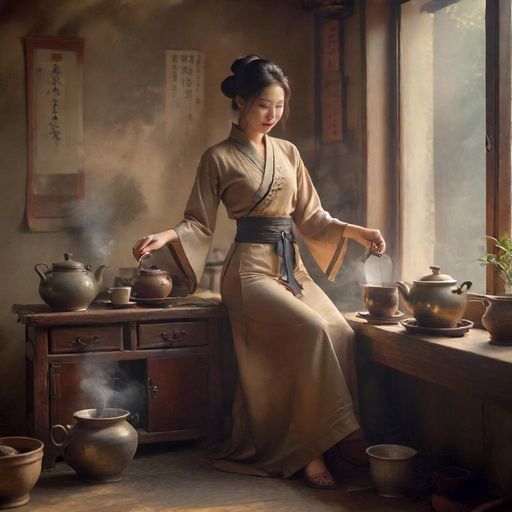 茶艺师优雅的冲泡表演