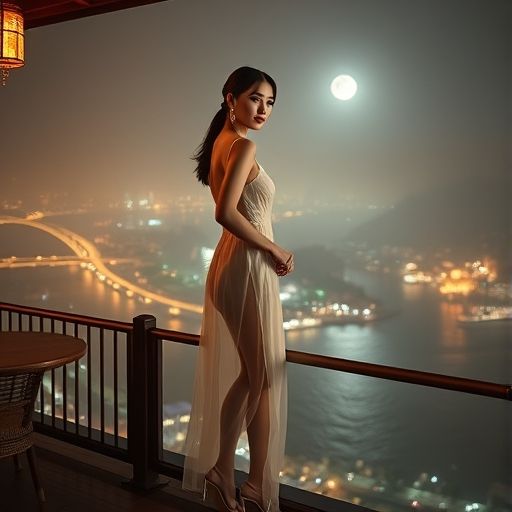 珠江边的夜茶场景