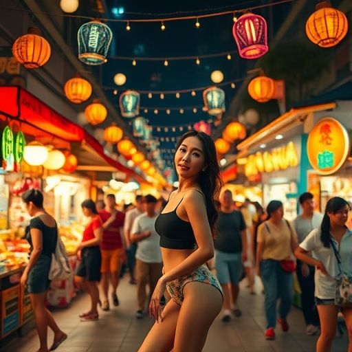 深圳夜市热闹场景