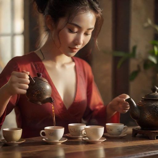 精致茶具与茶艺表演细节