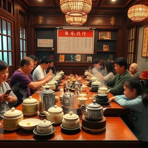 广州茶肆早茶场景