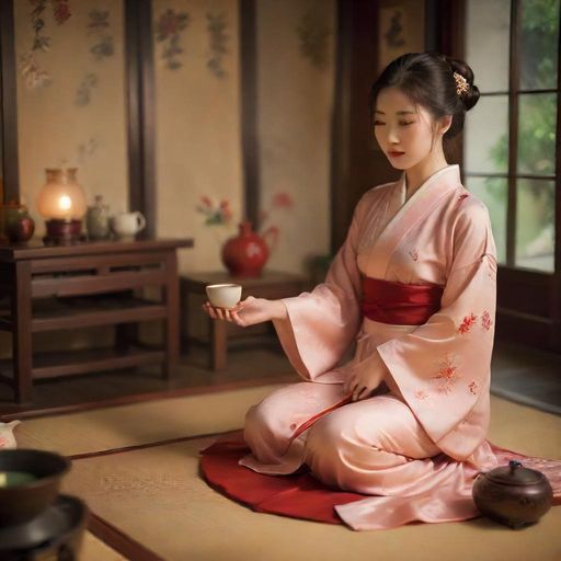 茶艺表演的观众互动场景