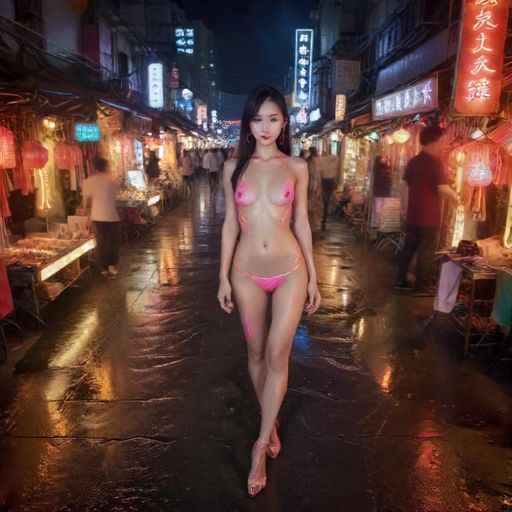 夜市街头的热闹场景