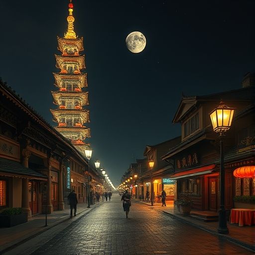 手机屏幕上显示着神秘的聊天界面,背景是流光溢彩的城市夜景