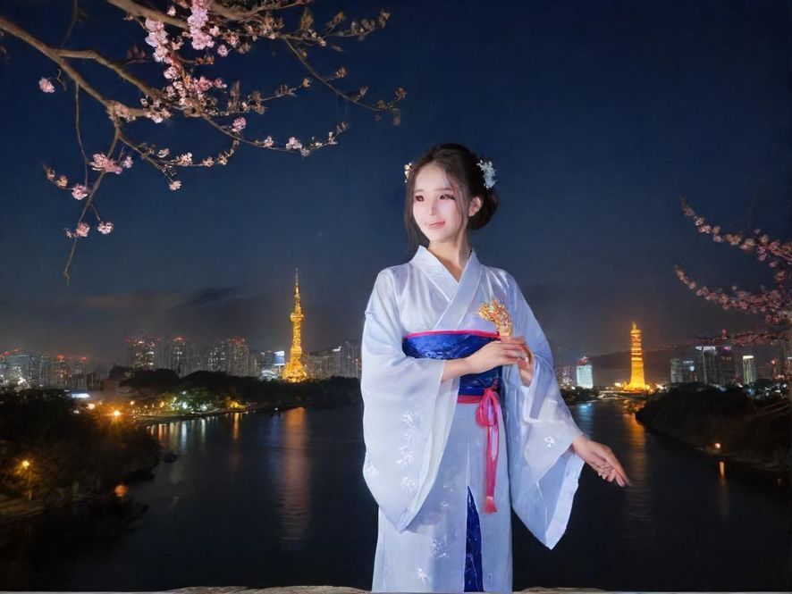 深圳夜场入口，霓虹灯光闪烁，模糊的人影在城市夜景中穿梭，充满神秘感。