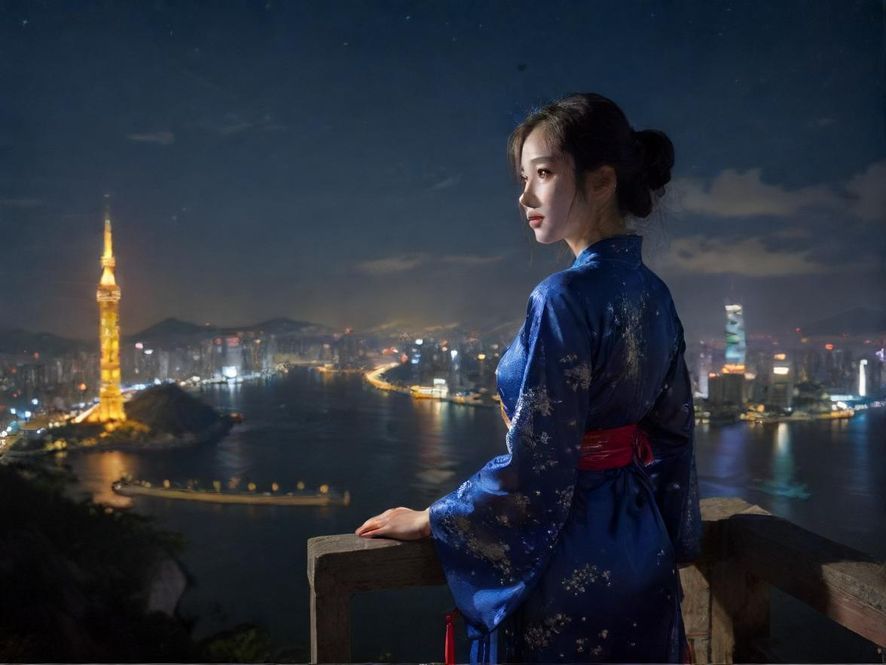 上海夜景高楼霓虹灯