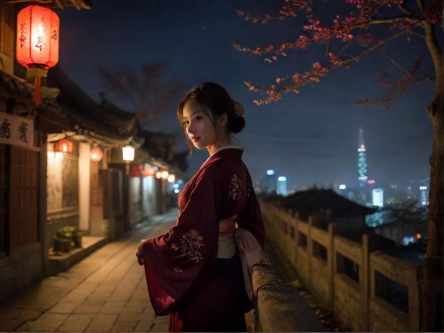 华灯初上的都市夜景,流光溢彩的霓虹灯勾勒出城市的轮廓,暗示着夜晚的精彩即将开始。