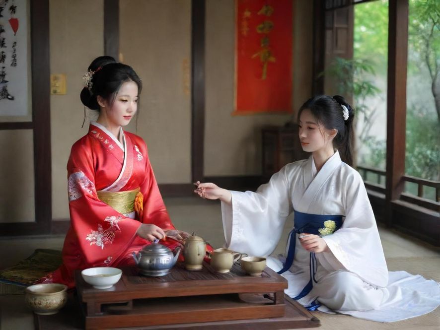 广州茶肆雅间,复古风格,茶香弥漫