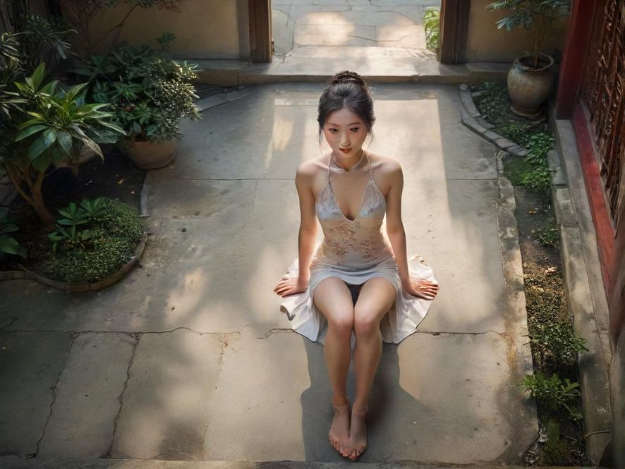 广州特色品茶茶馆俯瞰视角东方美学意境古典园林