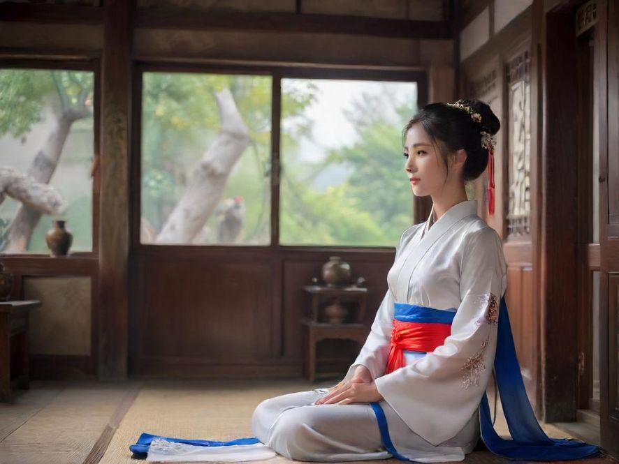 一位成熟女性的侧影,焦点在她优雅的手部,光线柔和,背景模糊,凸显人物的韵味。