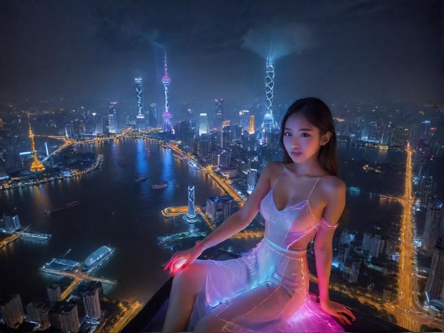 广州的璀璨夜景,高楼林立,霓虹闪烁,仿佛在等待一场独特的放松之旅。