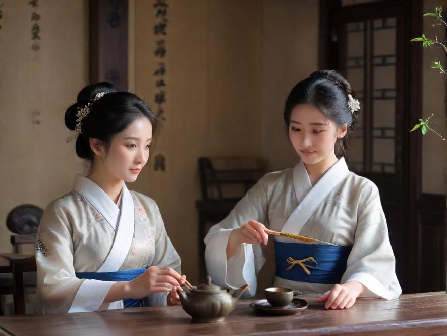 会所包间内的精致茶具