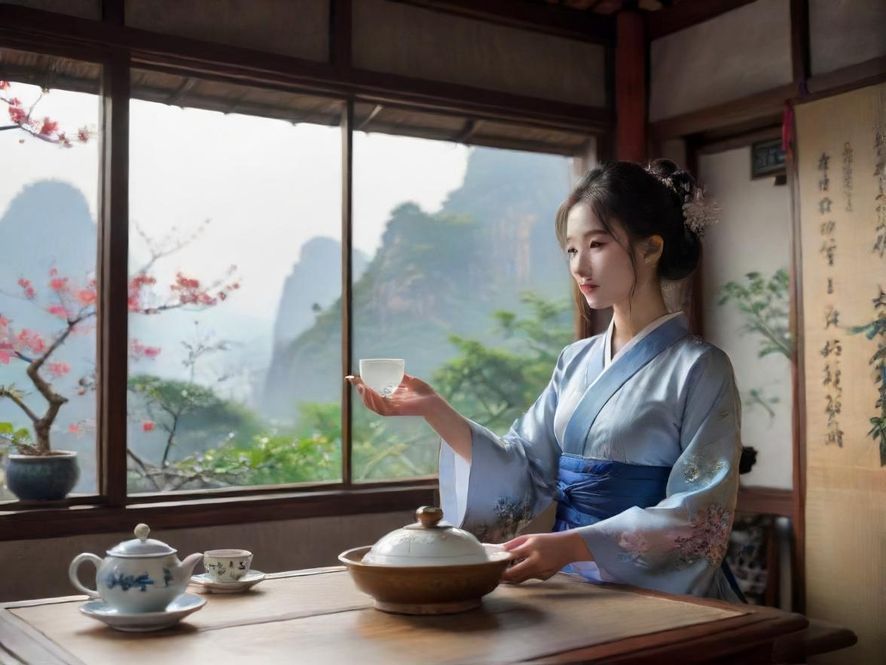 品茶包间内部陈设