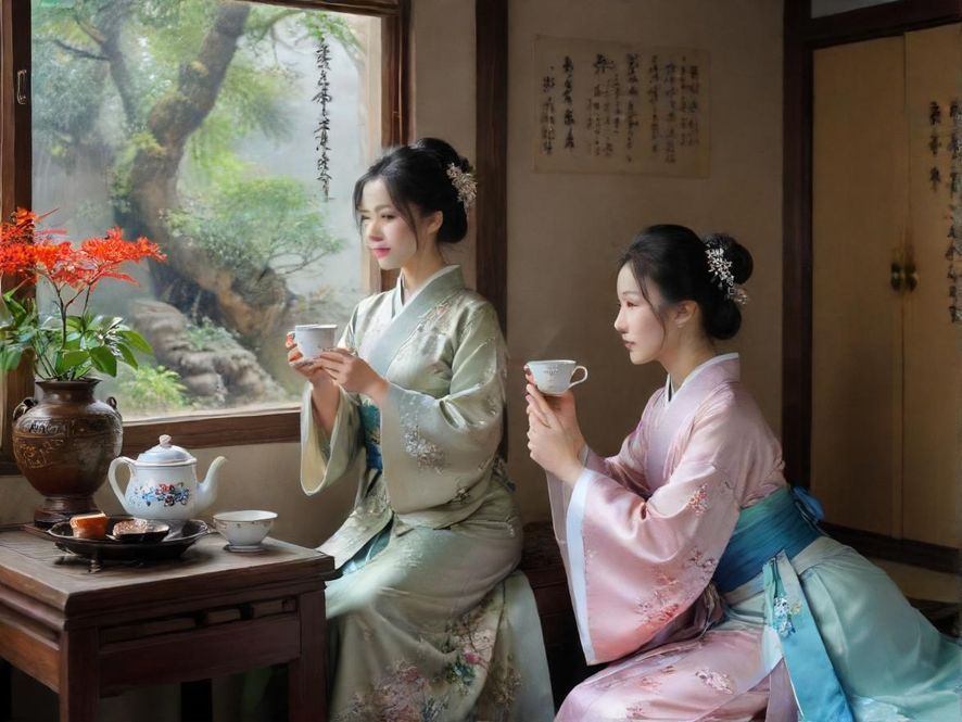 图片描绘了广州一间私密茶室的温馨氛围