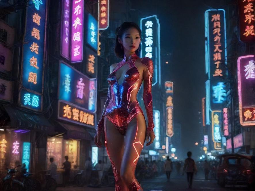 夜晚灯火辉煌的东莞城市街道远景