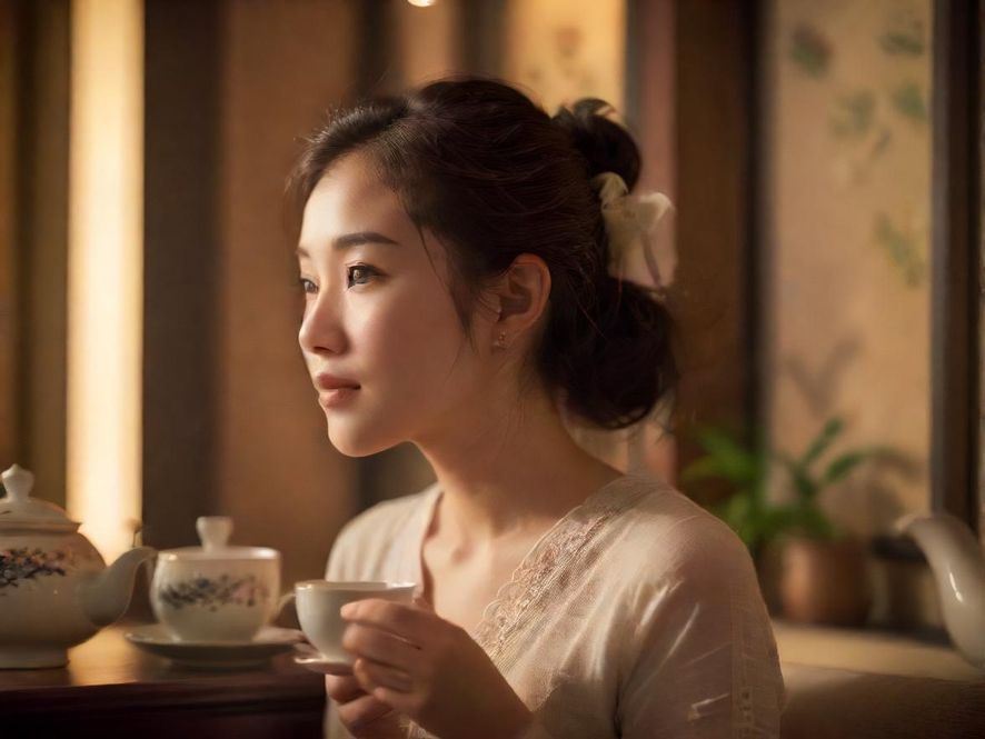 深圳品茶美女优雅冲泡茶叶