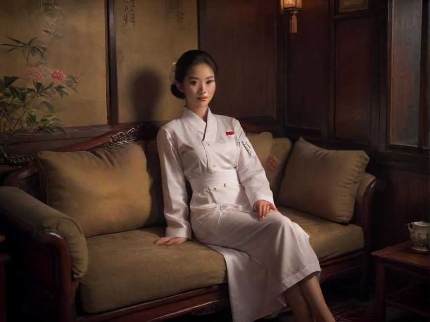 广州一家私密茶馆的内部场景,有舒适的沙发和茶具。