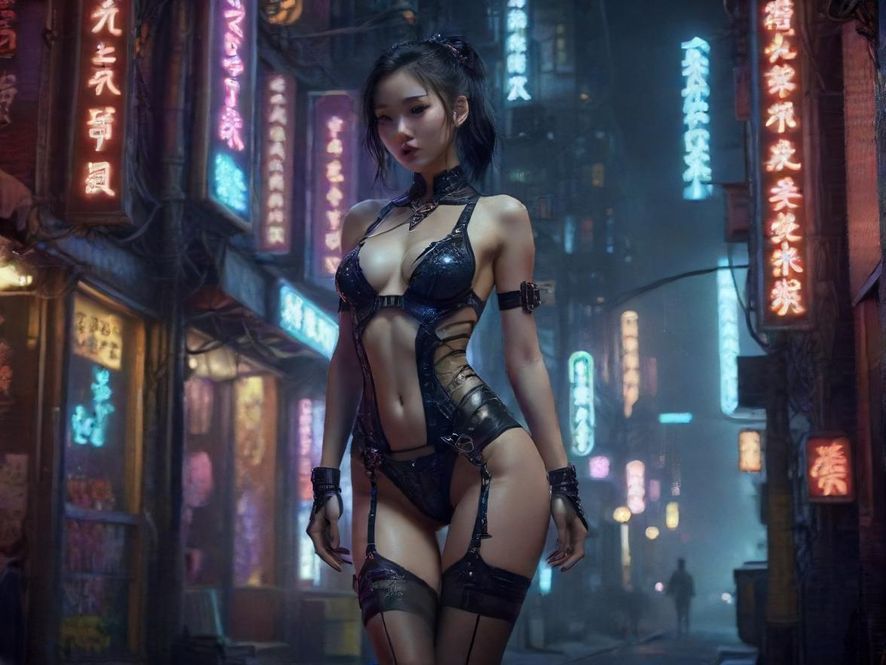 都市夜景霓虹灯闪烁