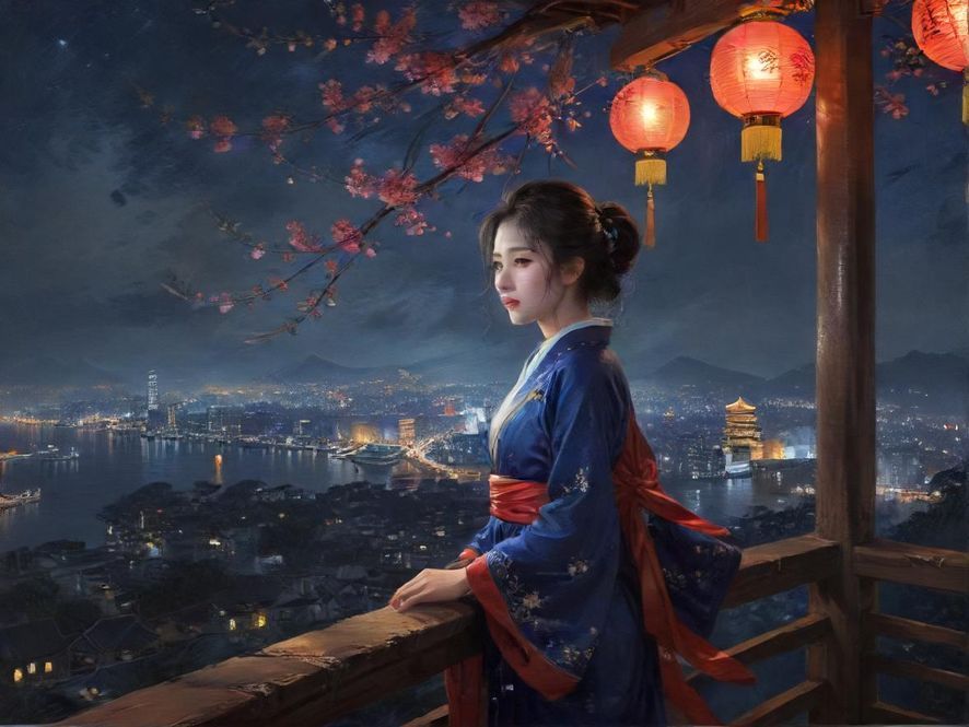 广州夜色城市街景