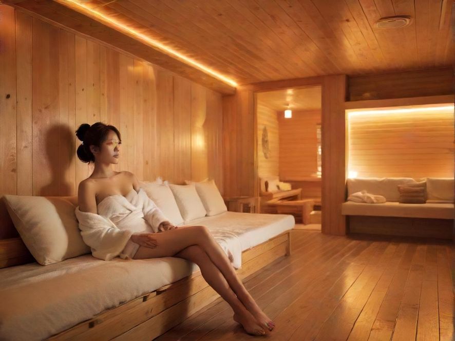 温州桑拿会所休息区 舒适沙发 自然采光 宁静氛围