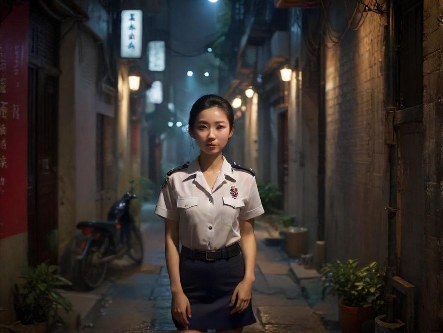 广州夜晚的街巷,暗示隐藏的场所