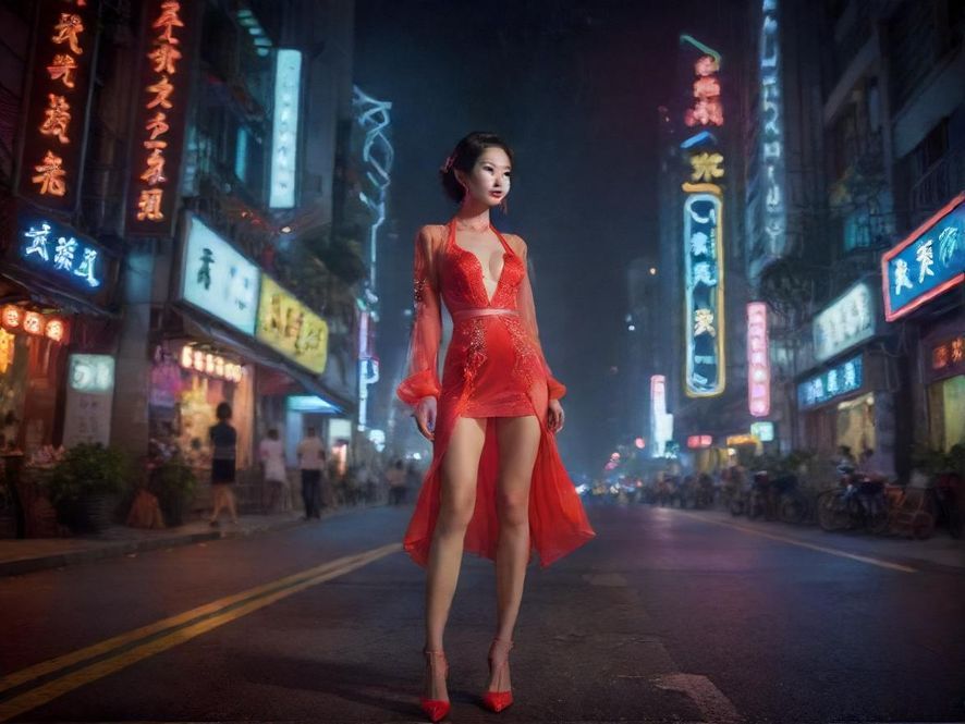 深圳夜景霓虹闪烁