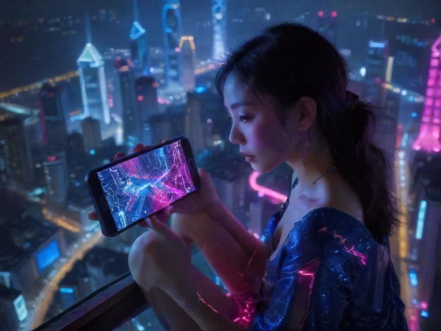 在广州夜景下查看手机论坛获取休闲信息