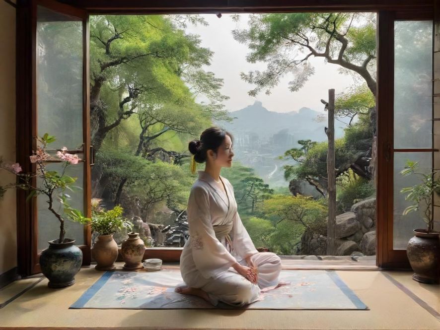 茶室内熟女轻松交谈近景