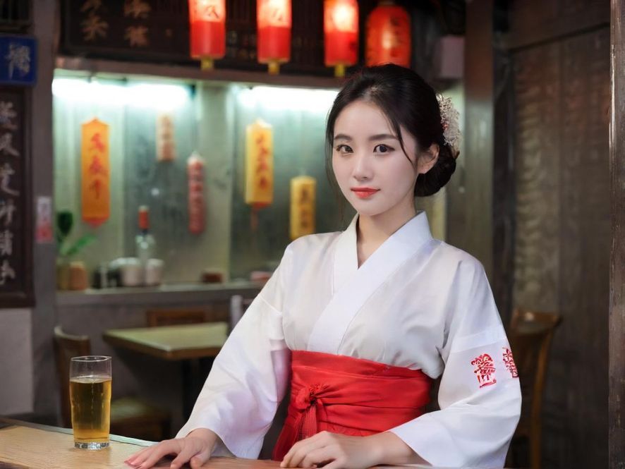 一位身着华丽晚礼服的亚洲女性,侧颜在柔和的灯光下显得格外迷人,背景是广州某高端酒店富丽堂皇的大堂,暗示着尊贵与私密。