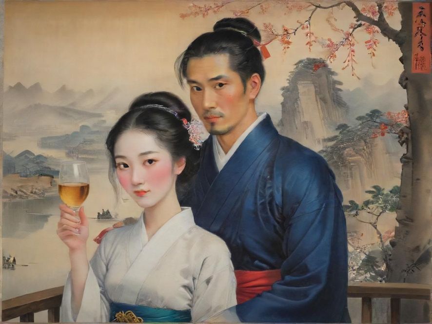 在灯光昏暗的浪漫酒吧里,一对男女近距离交谈,氛围暧昧而私密。